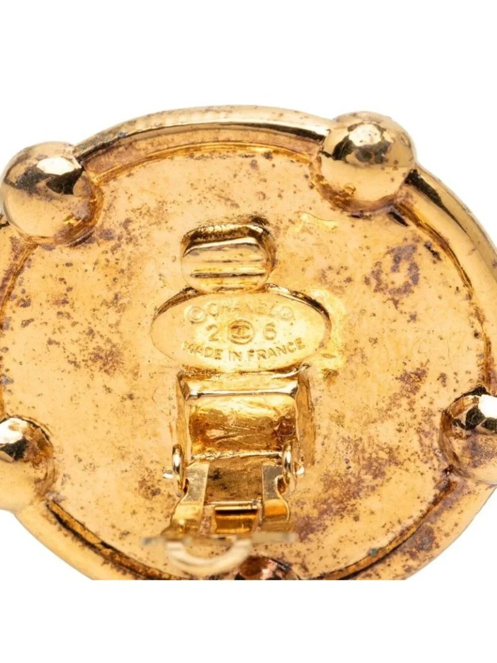 Chanel Vintage CC Logo Round Earrings Gold Plated